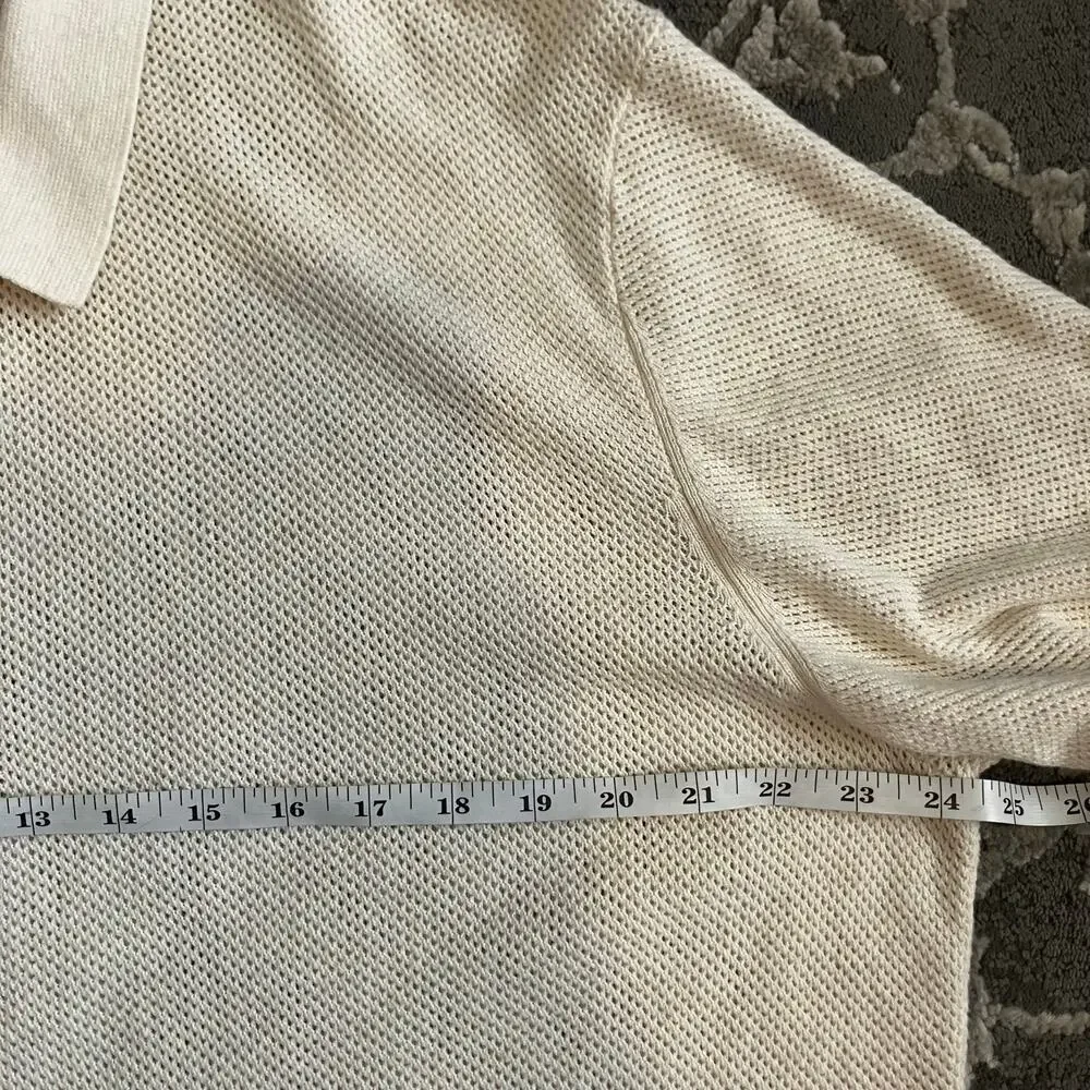 Banana Republic Cream Knit Polo Shirt XL Quiet Luxury Classic Casual Preppy